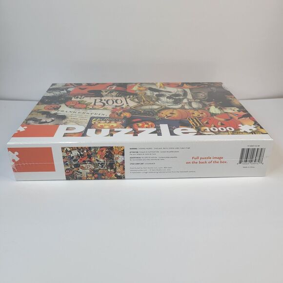 Seesaw Boo Happy Halloween 1000pc Jigsaw Puzzle Retro Vtg Style Collage Art Cats - Picture 6 of 11
